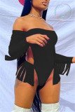 Orange Fashion Sexy Solid Tassel Hollowed Out Swimwears