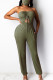 Army Green Sexy bandage Solid Sleeveless Wrapped Jumpsuits