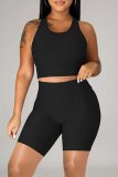 Red Sportswear Solid Patchwork O Neck Sleeveless Two Pieces