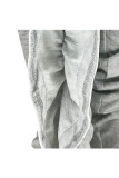 Grey Polyester Elastic Fly Mid Solid Draped Loose Pants Pants