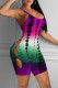 Purple Fashion Sexy Print Hollowed Out Backless Spaghetti Strap Skinny Romper