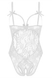 White Fashion Sexy Solid Hollowed Out See-through Lingerie Teddies
