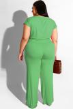 Grass Green Sexy Fashion adult O Neck Solid Bandage Two Piece Suits