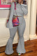 Grey Fashion Casual Solid Basic Hooded Collar Long Sleeve Two Pieces