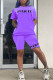 purple Fashion Casual Print pencil Short Sleeve Two Pieces