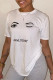 White Fashion Casual Print Basic O Neck T-Shirts