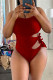Red Fashion Sexy Solid Hollowed Out Backless Swimwears
