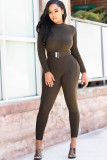 Black Sexy Solid Polyester Long Sleeve O Neck