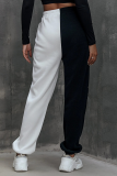 Black Casual Print Patchwork Harlan Mid Waist Harlan Positioning Print Bottoms