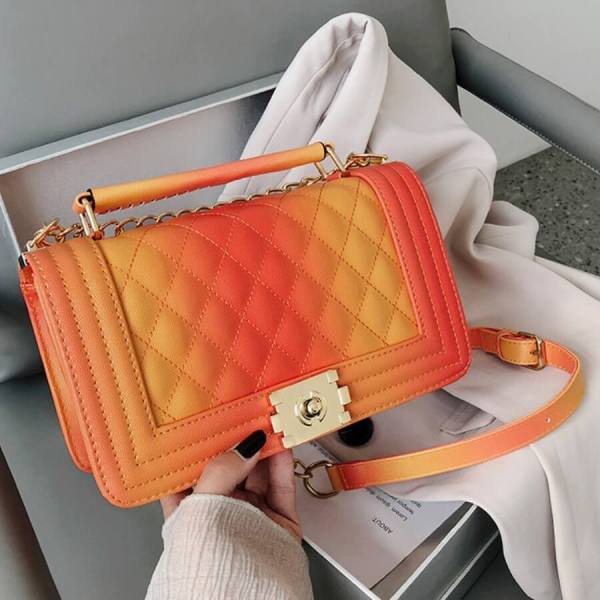Orange Fashion Gradual Change Print Crossbody Bag