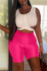 Rose Red Sexy Solid Hollowed Out O Neck Sleeveless Two Pieces