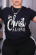 Black Casual Letter Print Patchwork O Neck T-Shirts