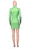 Red Sexy Print Patchwork Half A Turtleneck Pencil Skirt Dresses