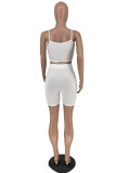 White Sexy Casual Solid Backless Spaghetti Strap Sleeveless Two Pieces