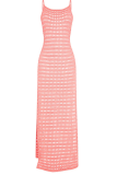 Pink Sexy Patchwork Solid Mesh Swimwears Cover Up