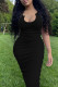 Black Fashion Sexy Solid Hollowed Out U Neck Vest Dress Dresses