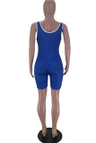 Red Casual Sportswear Letter Print Basic U Neck Regular Romper