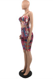 Red Fashion Sexy Print Backless Spaghetti Strap Skinny Romper