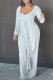 Light Gray Fashion Casual Solid Asymmetrical O Neck Long Sleeve Two Pieces