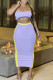 Purple Sexy Print Patchwork Spaghetti Strap Pencil Skirt Dresses