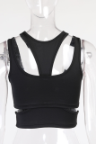 White Sexy Solid Hollowed Out Patchwork O Neck Tops