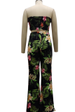 White Sexy Print Patchwork Strapless Sleeveless Two Pieces