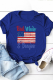 Dark Blue Casual Print Patchwork O Neck T-Shirts