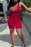 Yellow Sexy Casual Solid Basic U Neck Sleeveless Skinny Romper