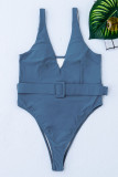 Blue Fashion Sexy Solid Hollowed Out Swimwears