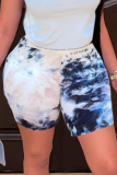 Baby Blue Casual Patchwork Tie-dye Skinny High Waist Pencil Full Print Bottoms