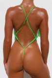 Pink Fashion Sexy Solid Tassel Backless Strap Design Swimwears
