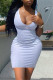 White Sexy Casual Solid Vests V Neck Sleeveless Dress