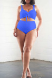 Pink Casual Solid Frenulum Fold Swimwears