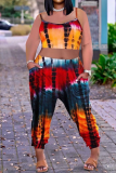 Colour Sexy Patchwork Tie-dye Spaghetti Strap Sleeveless Two Pieces