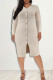 Apricot Fashion Casual Solid Buckle Turndown Collar Long Sleeve Dresses