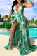 Green Fashion Sexy Print Backless Swimwears Set