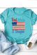Water Blue Casual Print Patchwork O Neck T-Shirts