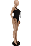 Orange Sexy Solid Hollowed Out Draw String Swimwears