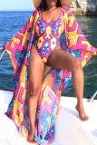 Colour Fashion Sexy Print Cardigan Swimwears