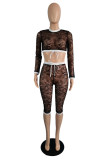 Black Fashion Sexy Patchwork See-through O Neck Long Sleeve Two Pieces