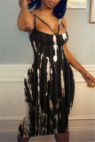 Red Fashion Sexy Print Backless Spaghetti Strap Sleeveless Dress