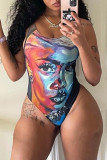 Multicolor Fashion Sexy Print Backless Swimwears