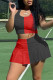 Red Black Casual Solid Patchwork U Neck Two Pieces