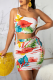 White Sexy Print Patchwork One Shoulder Sleeveless Two Pieces