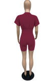 White Casual Solid Patchwork O Neck Short Sleeve Two Pieces