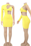 Pink Sexy Solid Hollowed Out Patchwork Asymmetrical Halter A Line Dresses