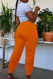 Orange Casual Solid Split Joint Plus Size