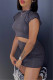 Grey Fashion Casual Solid Basic O Neck Short Sleeve Two Pieces