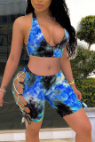 Red Sexy Print Hollowed Out Patchwork Frenulum Halter Sleeveless Two Pieces Swimwear