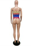 Multicolor Fashion Sexy Print Backless Spaghetti Strap Tops